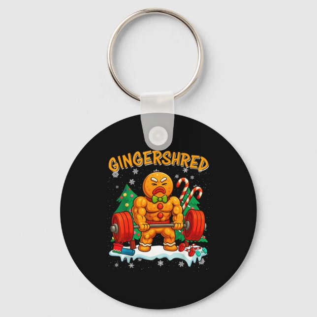 Gingershred Funny Gingerbread Man Gym Bodybuilding Nyckelring (Framsida)