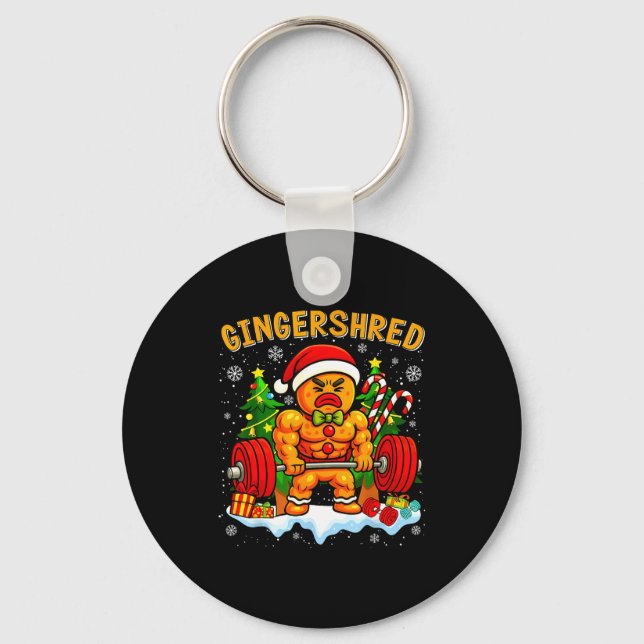 Gingershred Funny Gingerbread Man Gym Bodybuilding Nyckelring (Framsida)