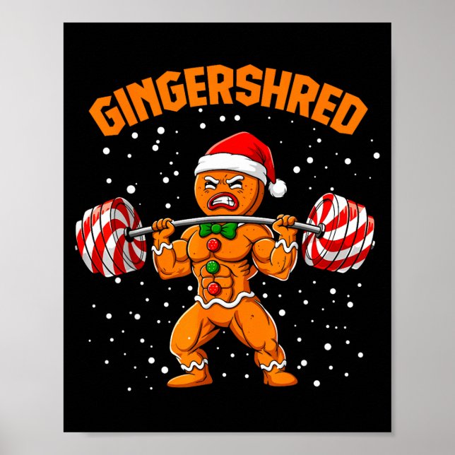 Gingershred Funny Gingerbread Man Gym Bodybuilding Poster (Framsidan)