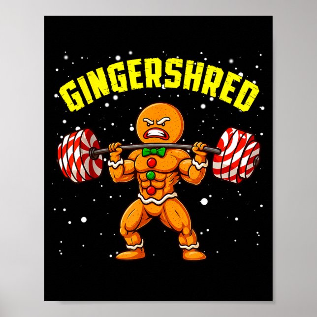 Gingershred Funny Gingerbread Man Gym Bodybuilding Poster (Framsidan)