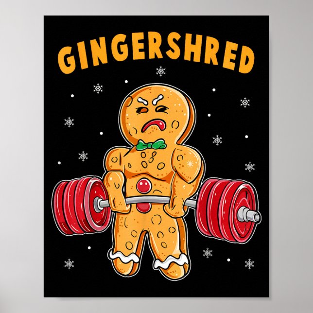 Gingershred Funny Gingerbread Man Gym Bodybuilding Poster (Framsidan)