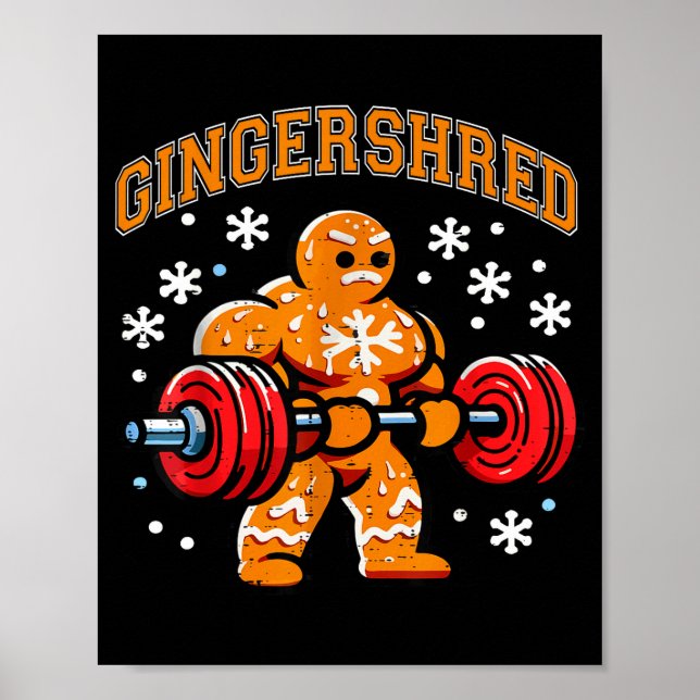 Gingershred Funny Gingerbread Man Gym Bodybuilding Poster (Framsidan)