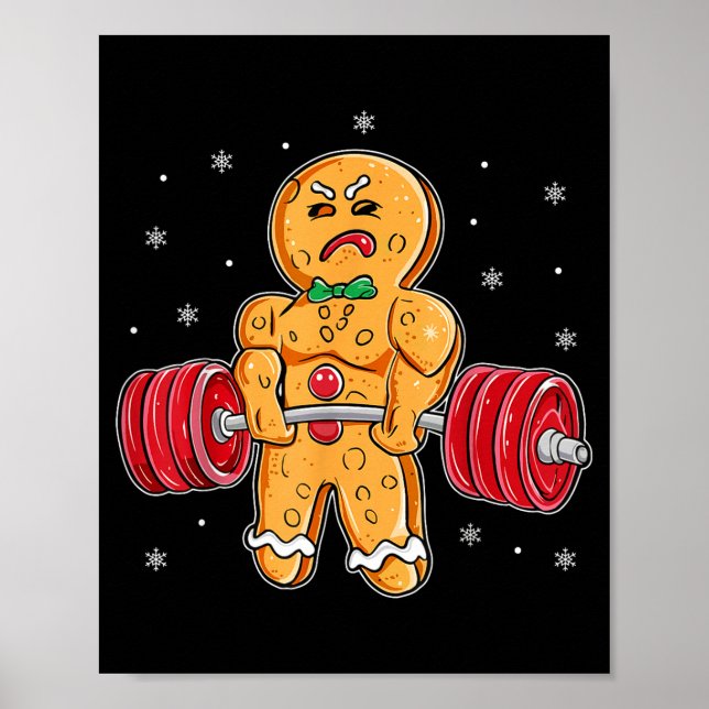 Gingershred Funny Gingerbread Man Gym Bodybuilding Poster (Framsidan)