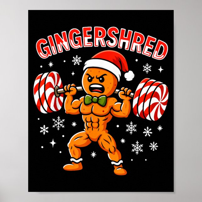 Gingershred Funny Gingerbread Man Gym Bodybuilding Poster (Framsidan)