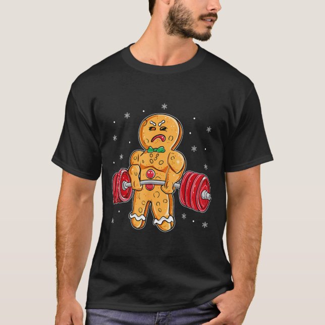 Gingershred Funny Gingerbread Man Gym Bodybuilding T Shirt (Framsida)