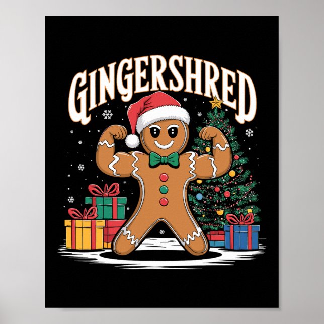 Gingershred Funny Gingerbröd Bodybuilding Christm Poster (Framsidan)