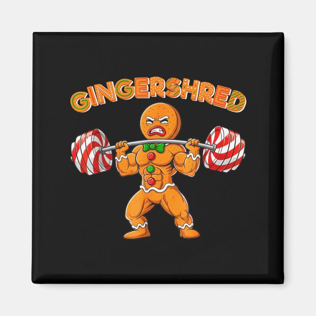 Gingershred Funny Men Gym Bodybuilding Gingerbread Magnet (Framsidan)