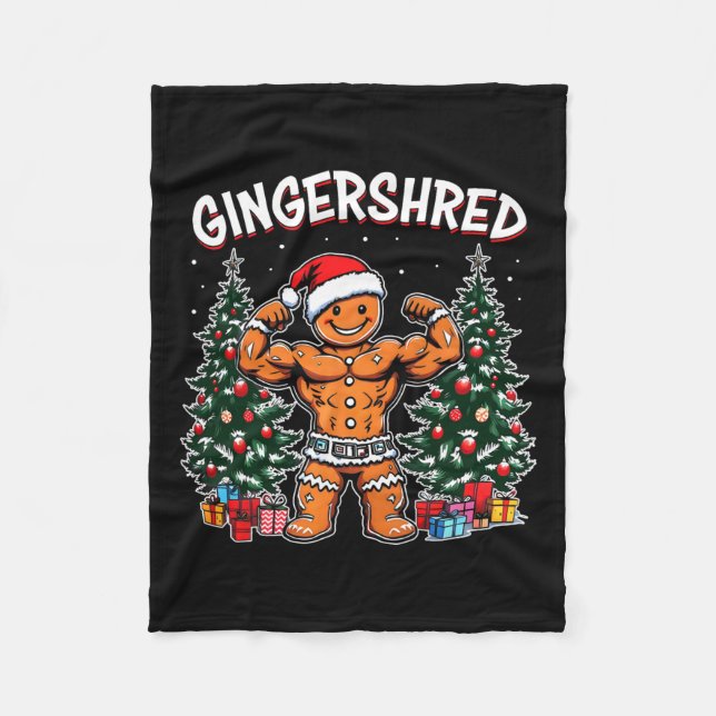 Gingershred Funny Pepparkaksgubbe Gym Bodybuilding Fleecefilt (Framsidan)