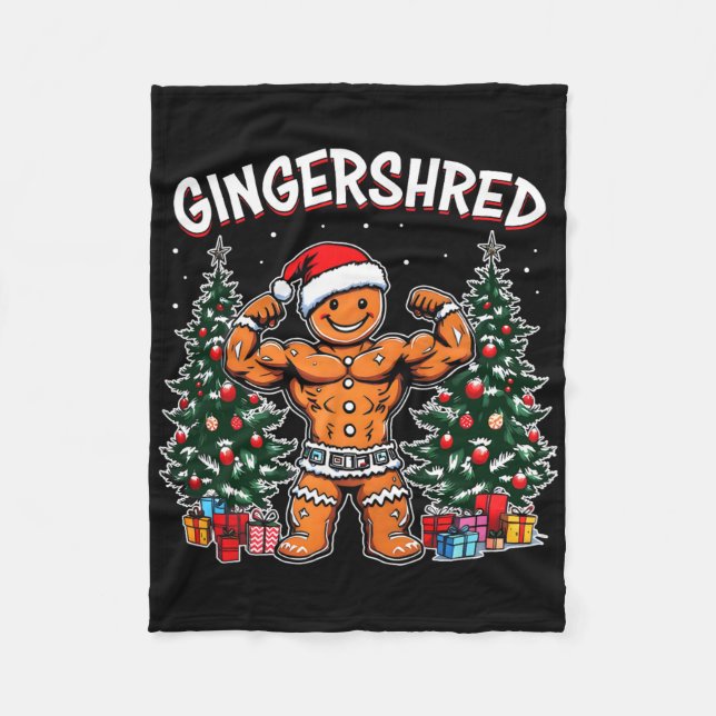 Gingershred Funny Pepparkaksgubbe Gym Bodybuilding Fleecefilt (Framsidan)