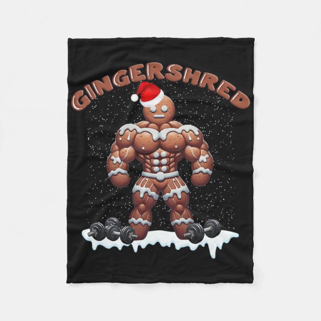 Gingershred Funny Pepparkaksgubbe Gym Bodybuilding Fleecefilt (Framsidan)