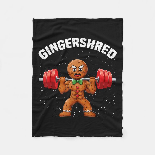 Gingershred Funny Pepparkaksgubbe Gym Bodybuilding Fleecefilt (Framsidan)