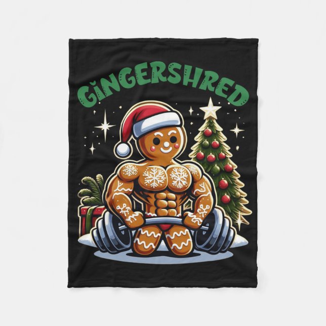Gingershred Funny Pepparkaksgubbe Gym Bodybuilding Fleecefilt (Framsidan)
