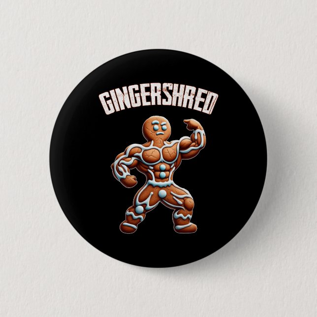 Gingershred Funny Pepparkaksgubbe Gym Bodybuilding Knapp (Framsida)