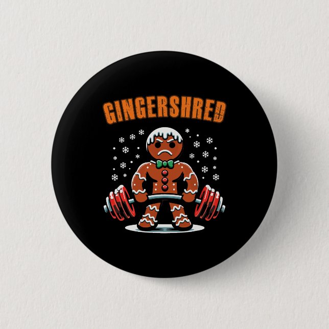 Gingershred Funny Pepparkaksgubbe Gym Bodybuilding Knapp (Framsida)