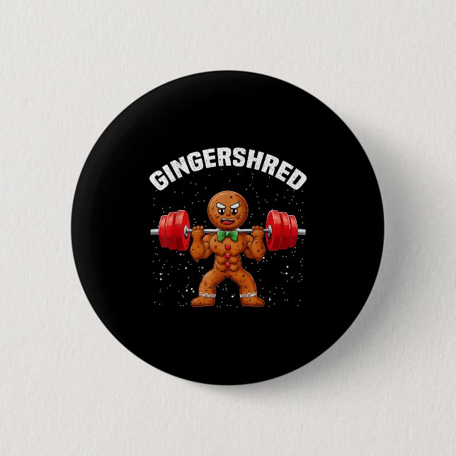 Gingershred Funny Pepparkaksgubbe Gym Bodybuilding Knapp (Framsida)