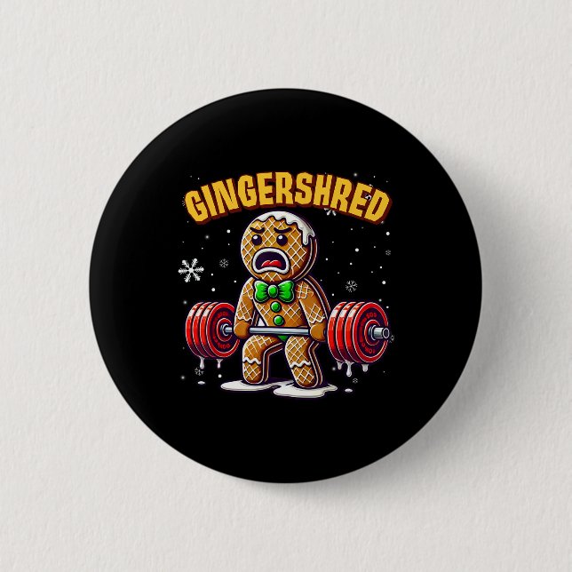 Gingershred Funny Pepparkaksgubbe Gym Bodybuilding Knapp (Framsida)