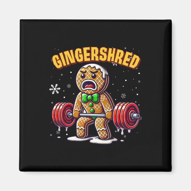 Gingershred Funny Pepparkaksgubbe Gym Bodybuilding Magnet (Framsidan)