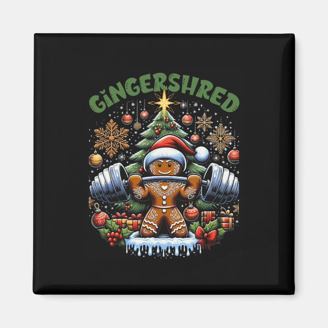 Gingershred Funny Pepparkaksgubbe Gym Bodybuilding Magnet (Framsidan)