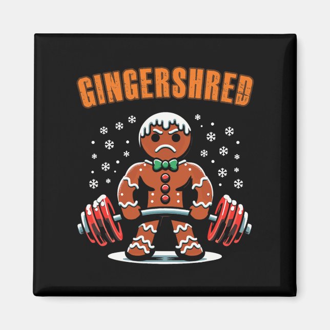 Gingershred Funny Pepparkaksgubbe Gym Bodybuilding Magnet (Framsidan)