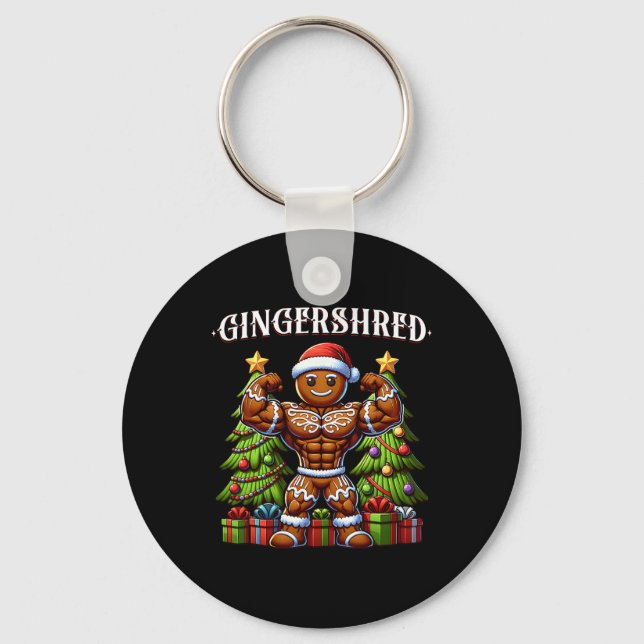 Gingershred Funny Pepparkaksgubbe Gym Bodybuilding Nyckelring (Framsida)