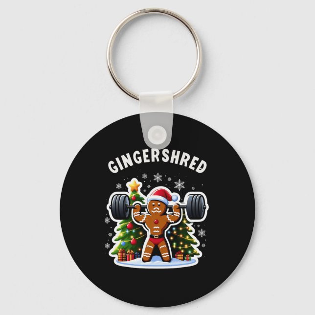 Gingershred Funny Pepparkaksgubbe Gym Bodybuilding Nyckelring (Framsida)