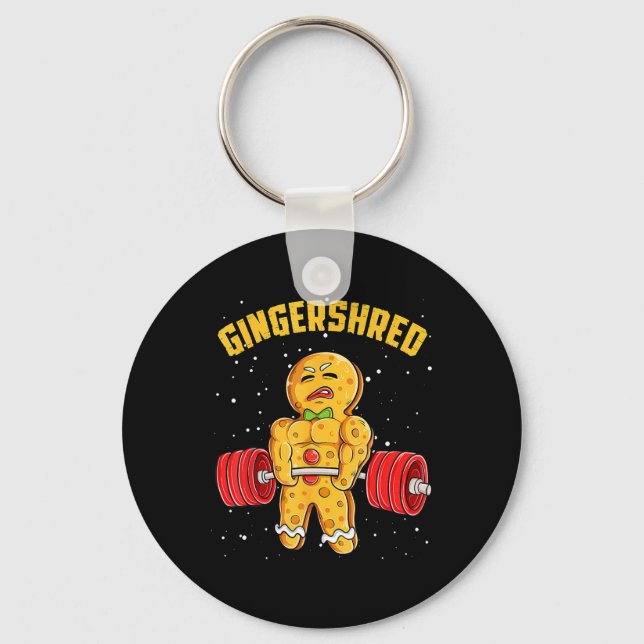 Gingershred Funny Pepparkaksgubbe Gym Bodybuilding Nyckelring (Framsida)
