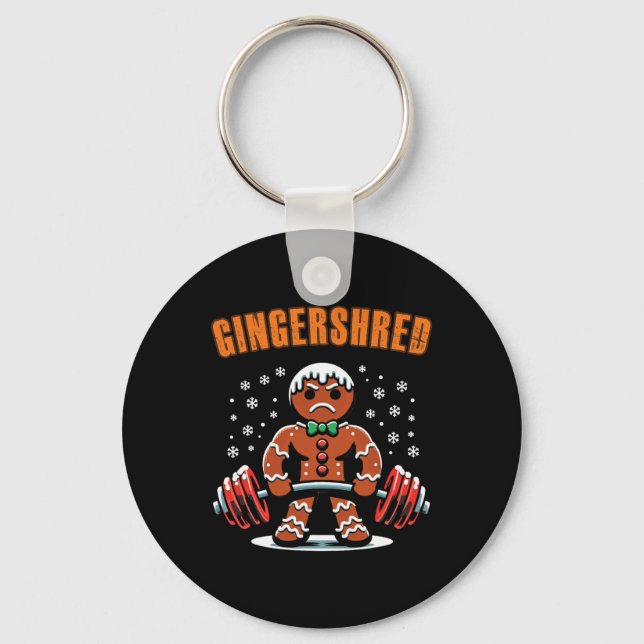 Gingershred Funny Pepparkaksgubbe Gym Bodybuilding Nyckelring (Framsida)