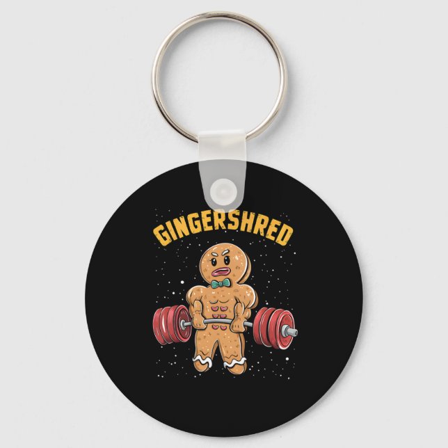 Gingershred Funny Pepparkaksgubbe Gym Bodybuilding Nyckelring (Framsida)