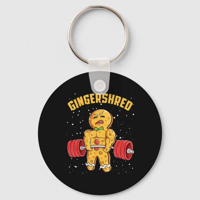 Gingershred Funny Pepparkaksgubbe Gym Bodybuilding Nyckelring (Framsida)