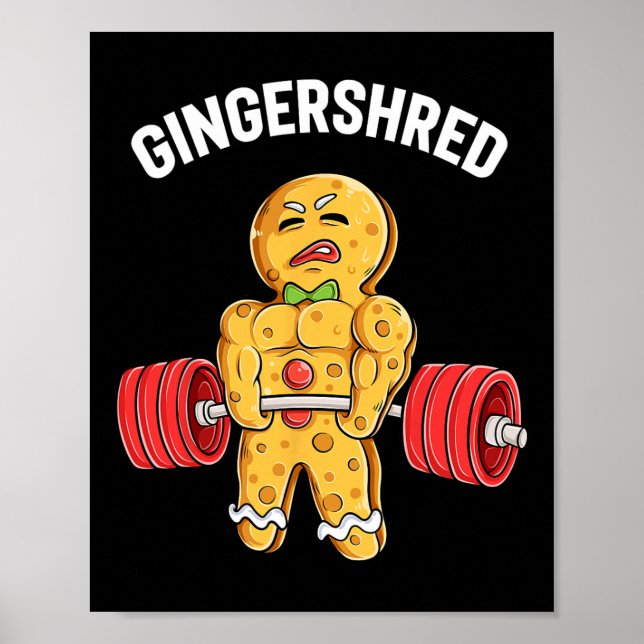 Gingershred Funny Pepparkaksgubbe Gym Bodybuilding Poster (Framsidan)
