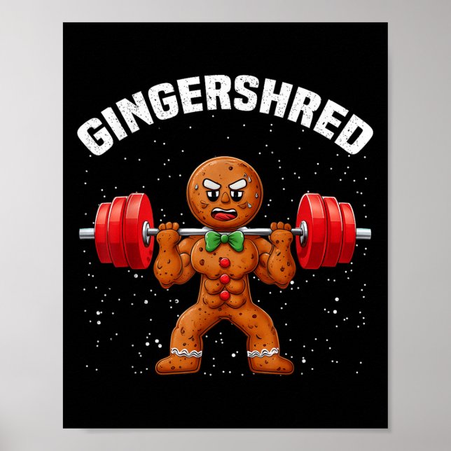 Gingershred Funny Pepparkaksgubbe Gym Bodybuilding Poster (Framsidan)