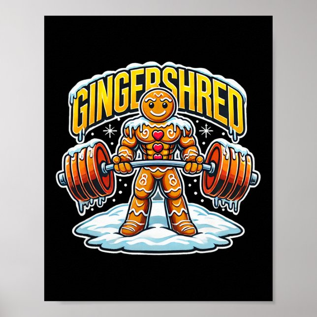 Gingershred Funny Pepparkaksgubbe Gym Bodybuilding Poster (Framsidan)