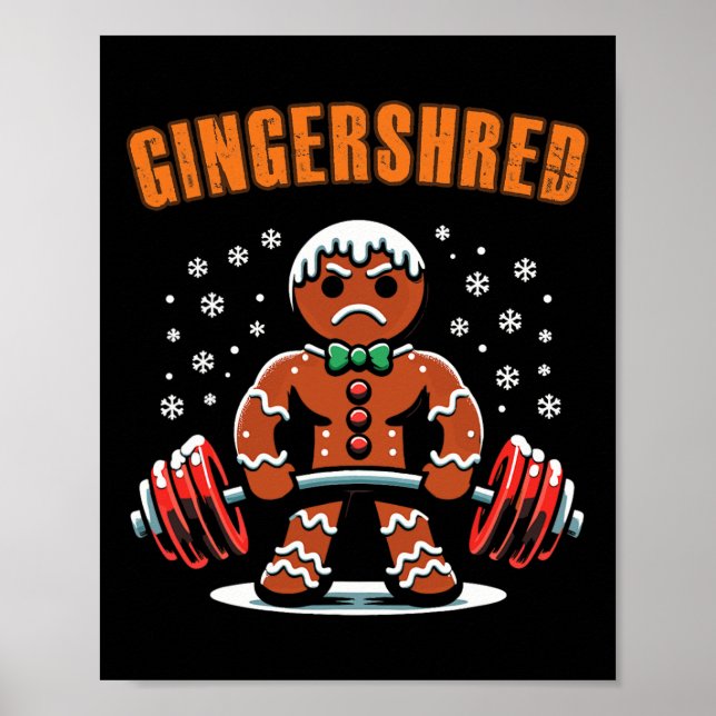 Gingershred Funny Pepparkaksgubbe Gym Bodybuilding Poster (Framsidan)