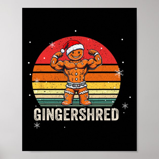 Gingershred Funny Pepparkaksgubbe Gym Bodybuilding Poster (Framsidan)