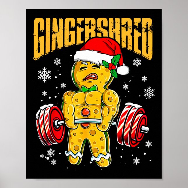 Gingershred Funny Pepparkaksgubbe Gym Bodybuilding Poster (Framsidan)