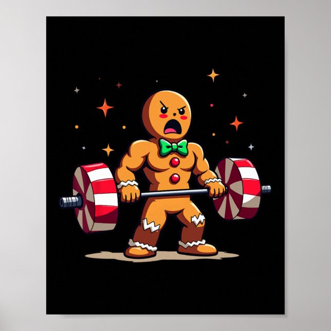 Gingershred Funny Pepparkaksgubbe Gym Bodybuilding Poster (Framsidan)