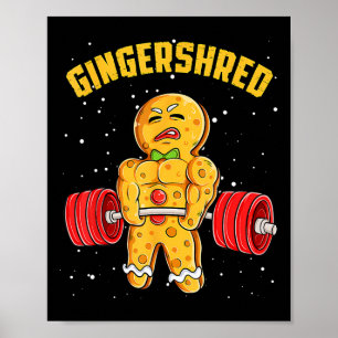 Gingershred Funny Pepparkaksgubbe Gym Bodybuilding Poster