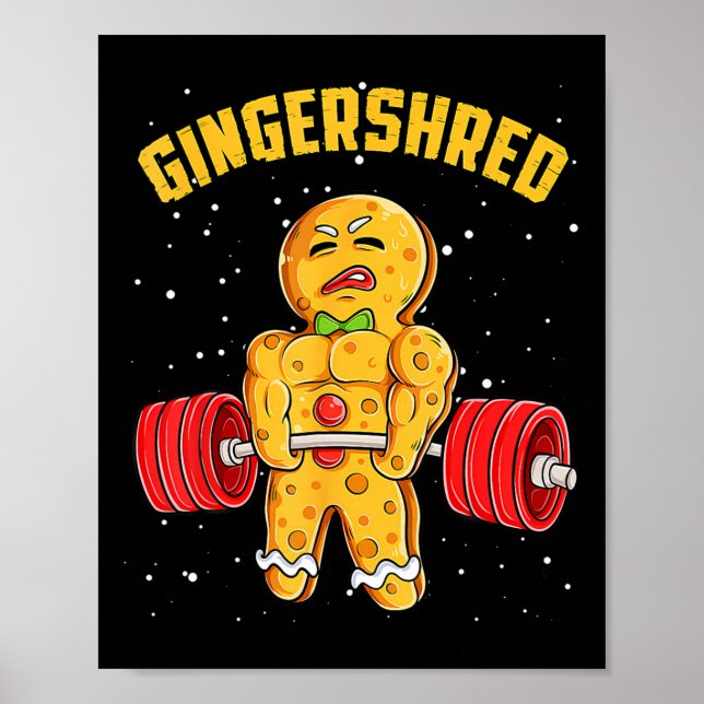 Gingershred Funny Pepparkaksgubbe Gym Bodybuilding Poster (Framsidan)