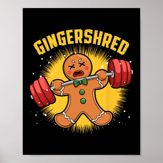 Gingershred Funny Pepparkaksgubbe Gym Bodybuilding Poster (Framsidan)