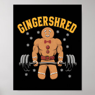 Gingershred Funny Pepparkaksgubbe Gym Bodybuilding Poster