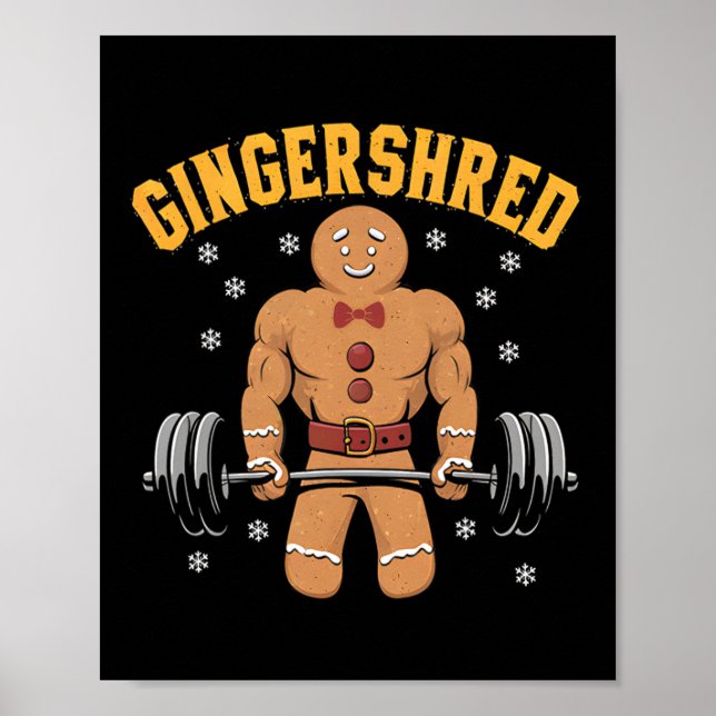 Gingershred Funny Pepparkaksgubbe Gym Bodybuilding Poster (Framsidan)