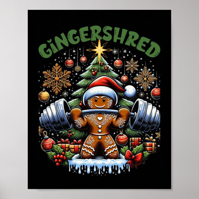 Gingershred Funny Pepparkaksgubbe Gym Bodybuilding Poster (Framsidan)