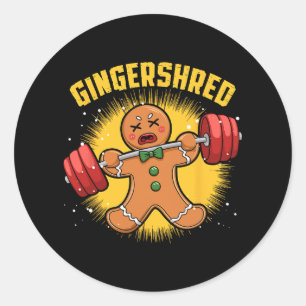 Gingershred Funny Pepparkaksgubbe Gym Bodybuilding Runt Klistermärke
