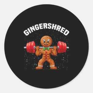 Gingershred Funny Pepparkaksgubbe Gym Bodybuilding Runt Klistermärke