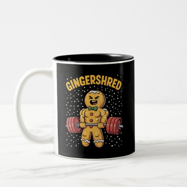 Gingershred Funny Pepparkaksgubbe Gym Bodybuilding Två-Tonad Mugg (Vänster)