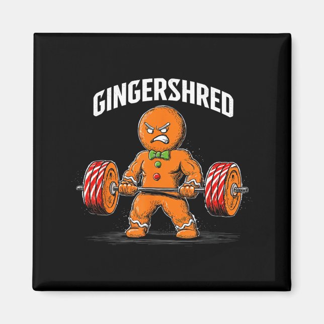Gingershred Gingerbread Christmas Workout Gym Ging Magnet (Framsidan)