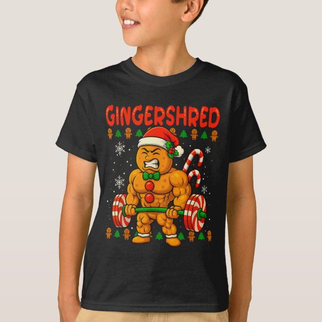 Gingershred Gingerbread Christmas Workout Gym Ging T Shirt (Framsida)