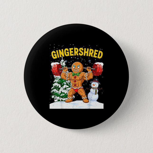 Gingershred Gingerbread Man Bodybuilding Christmas Knapp (Framsida)