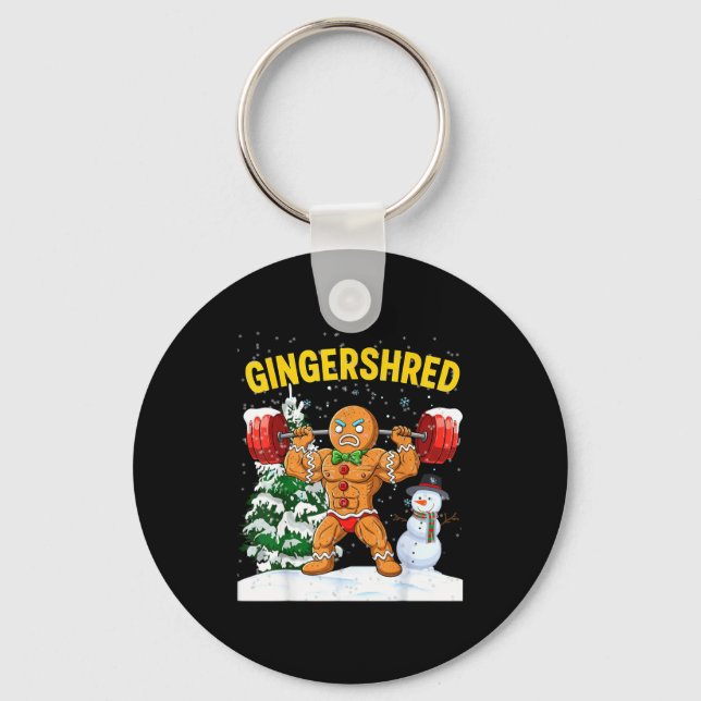 Gingershred Gingerbread Man Bodybuilding Christmas Nyckelring (Framsida)