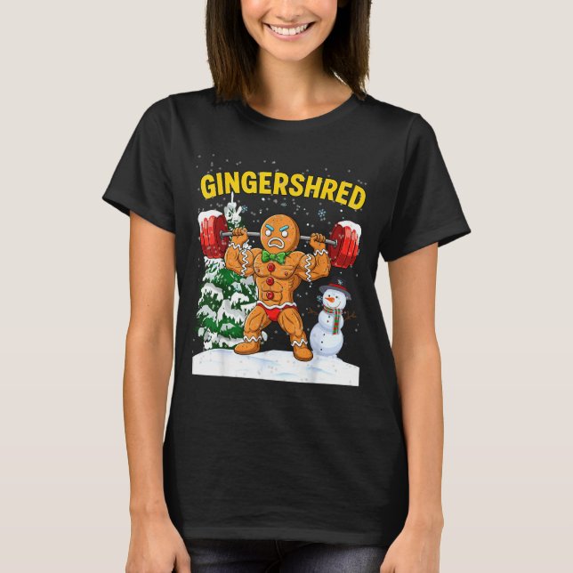 Gingershred Gingerbread Man Bodybuilding Christmas T Shirt (Framsida)